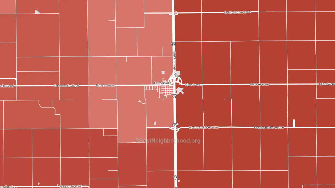 Farmersville, IL block-group political-lean map
