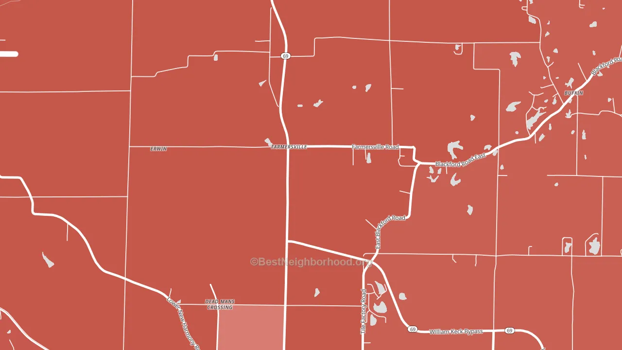 Farmersville, IN block-group political-lean map