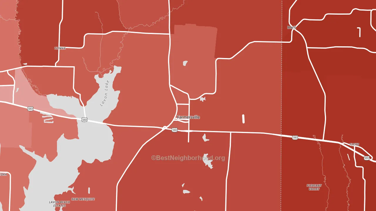 Farmersville, TX block-group political-lean map