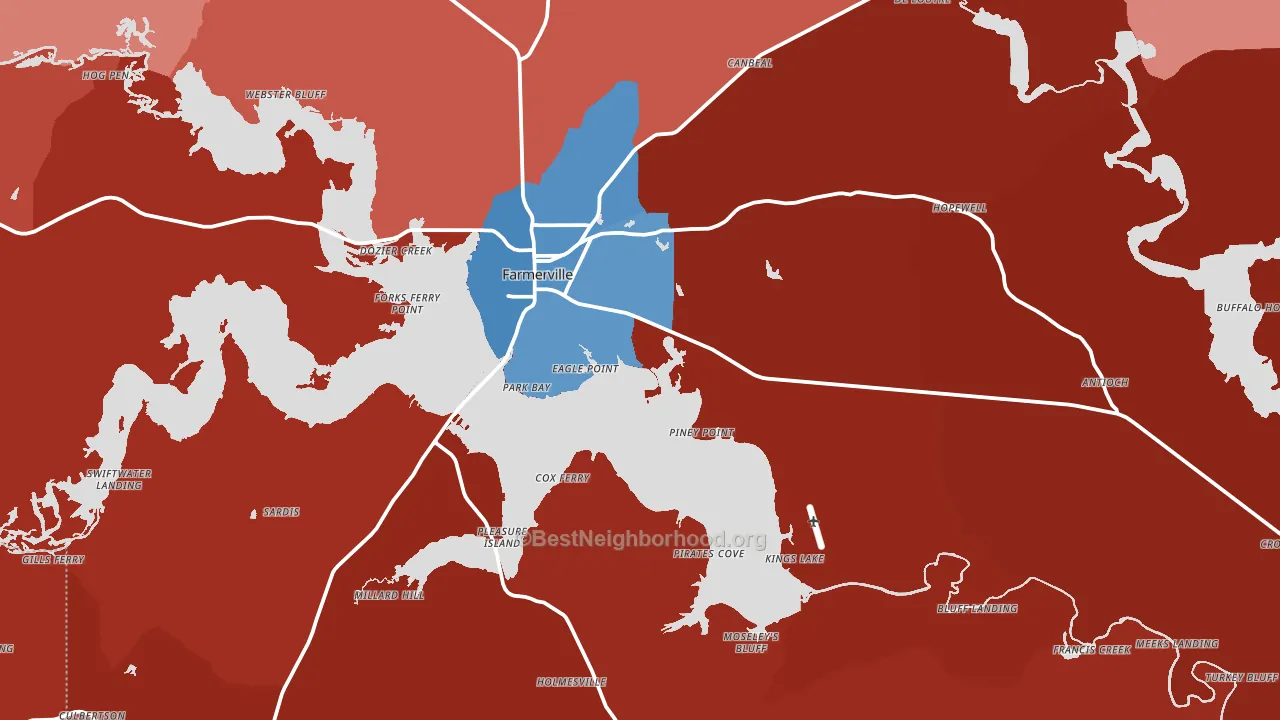 Farmerville, LA block-group political-lean map