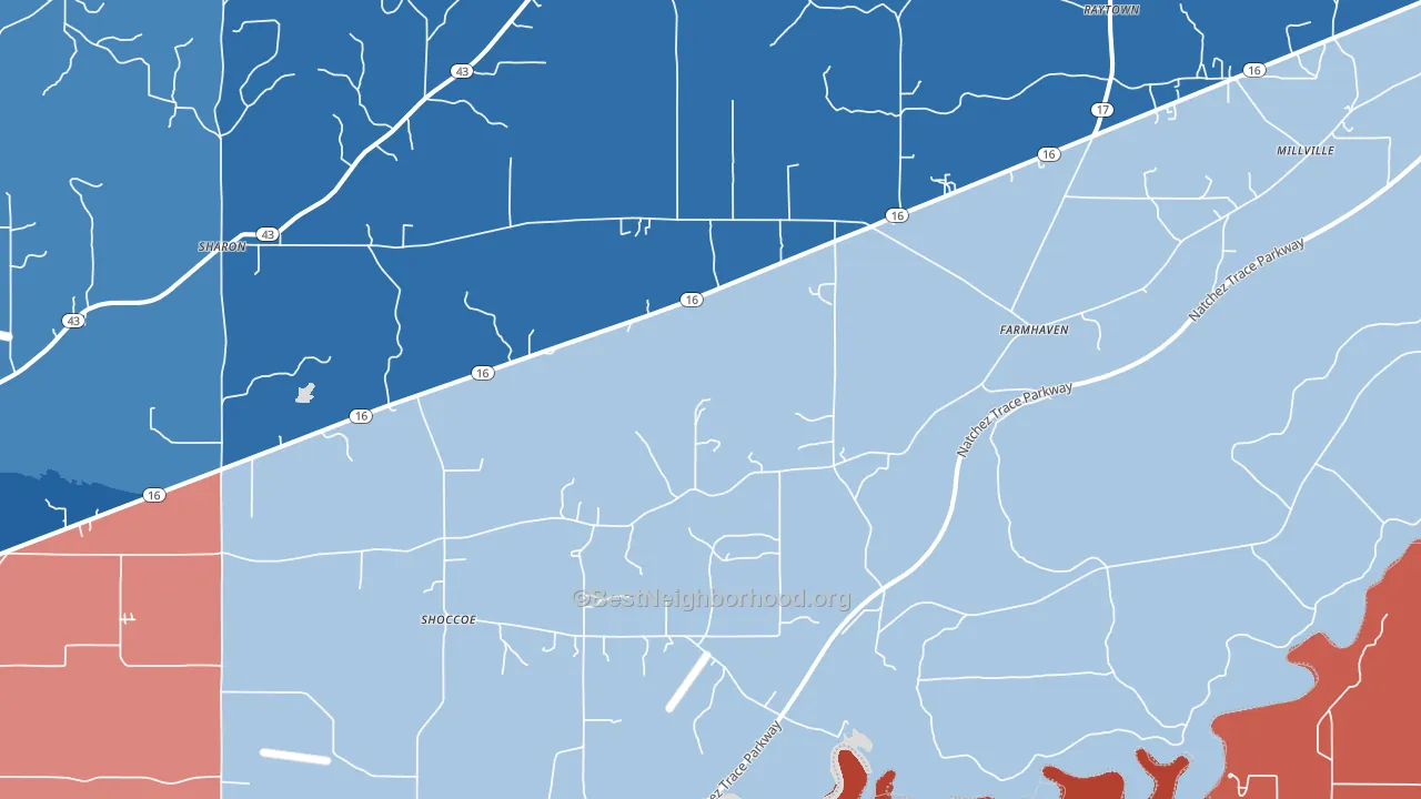 Farmhaven, MS block-group political-lean map