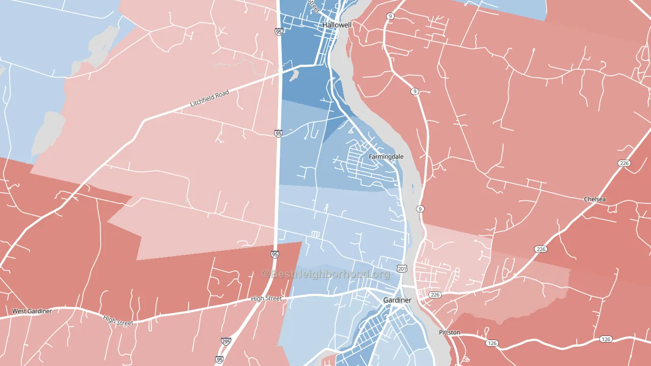 Farmingdale, ME block-group political-lean map