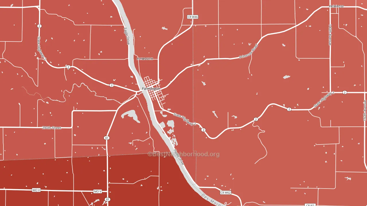 Farmington, IA block-group political-lean map
