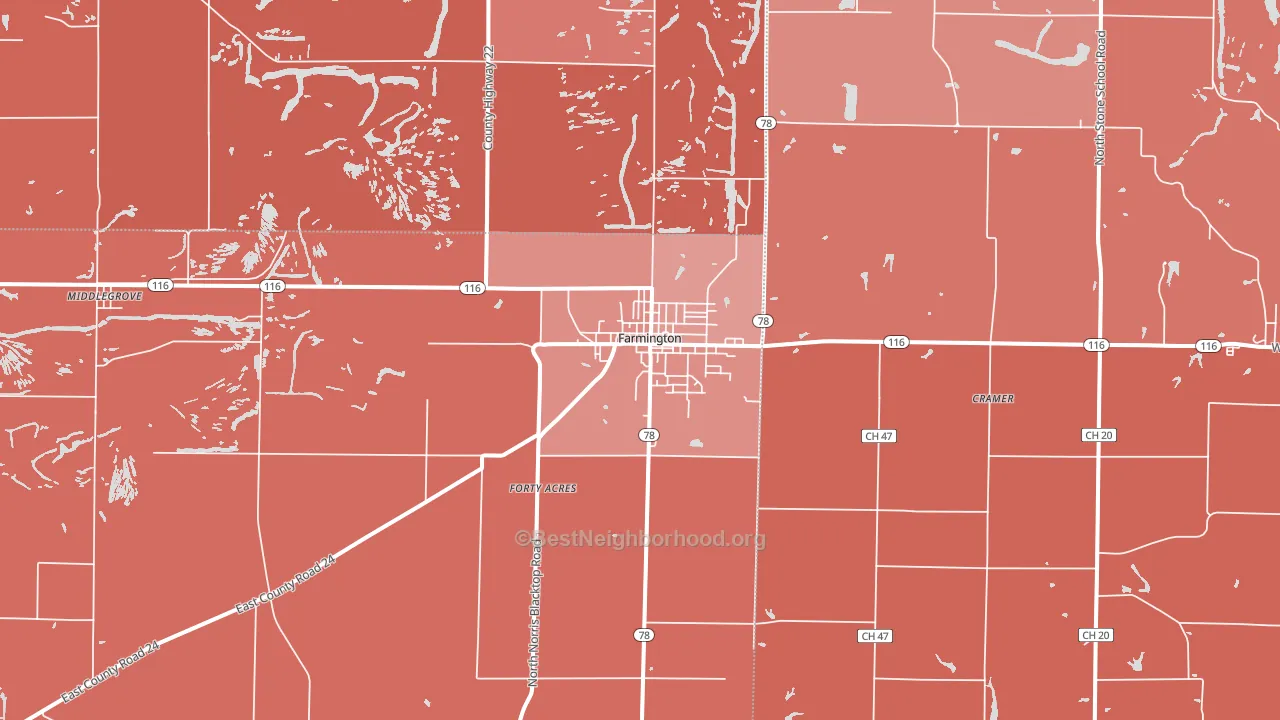 Farmington, IL block-group political-lean map