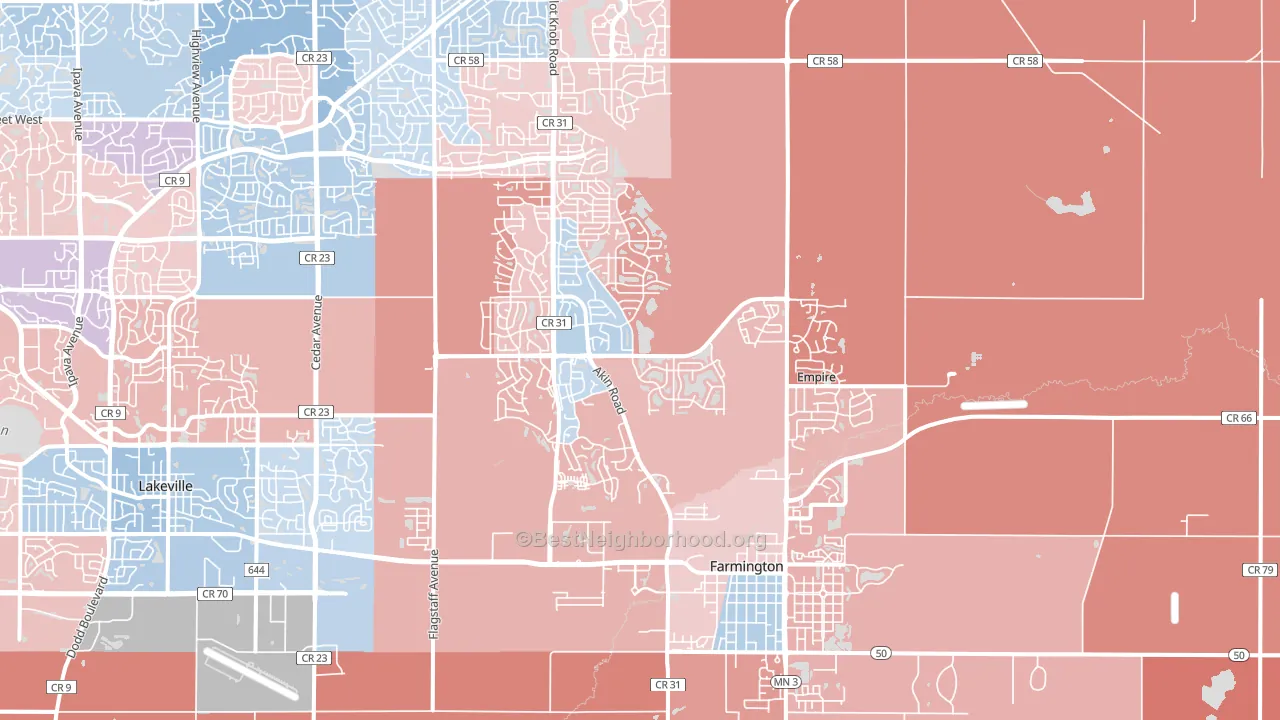 Farmington, MN block-group political-lean map
