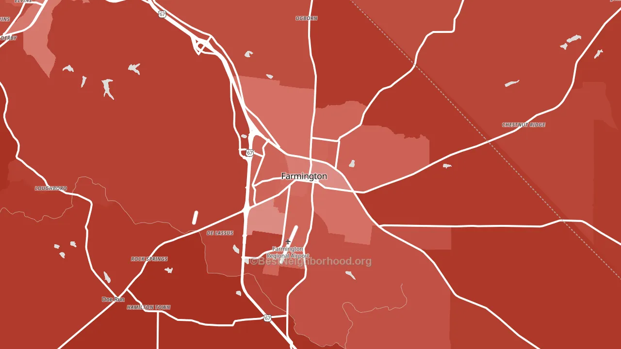 Farmington, MO block-group political-lean map