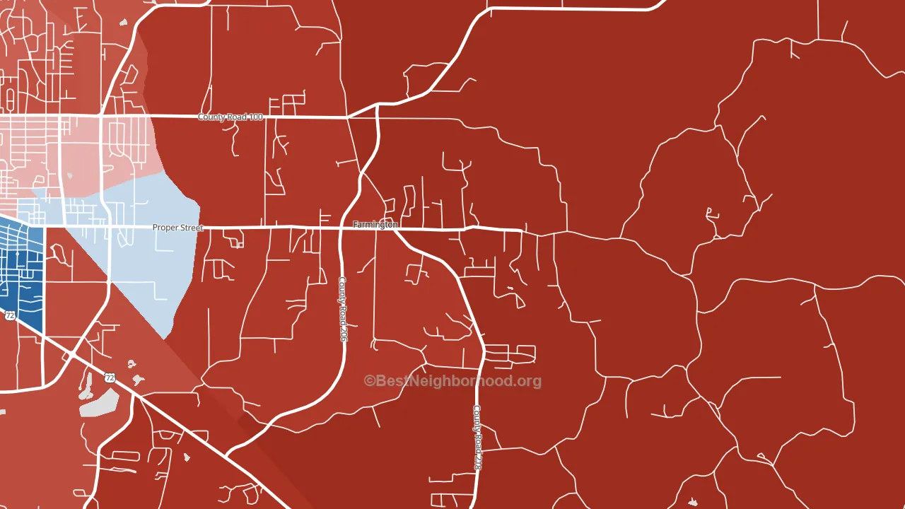 Farmington, MS block-group political-lean map