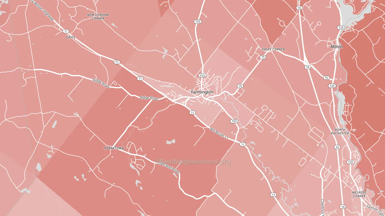 Farmington, NH block-group political-lean map