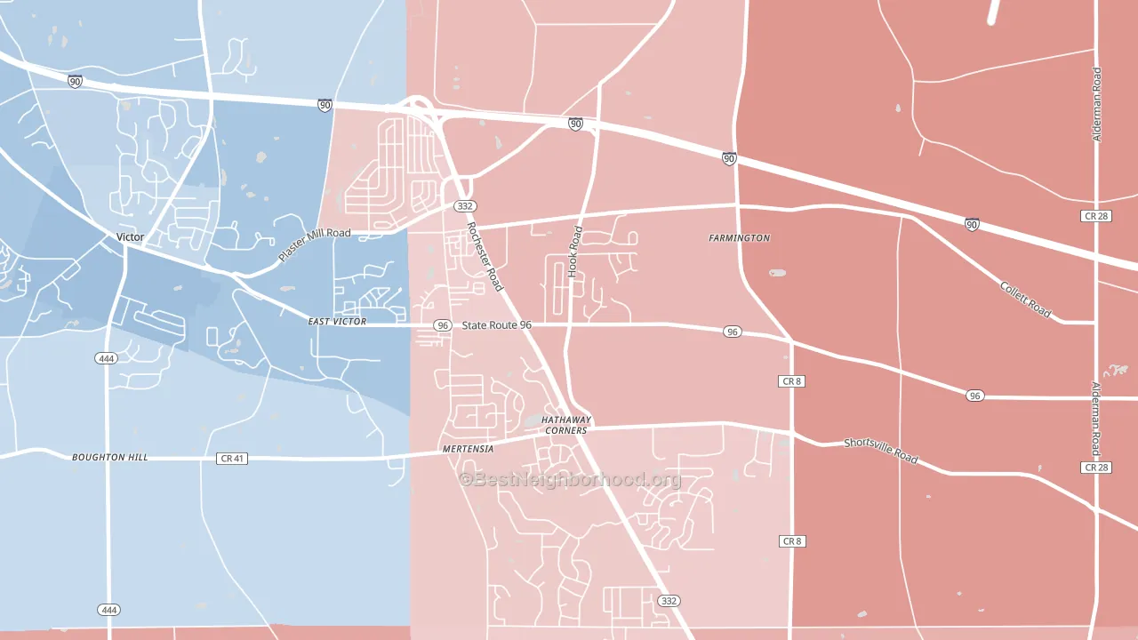 Farmington, NY block-group political-lean map