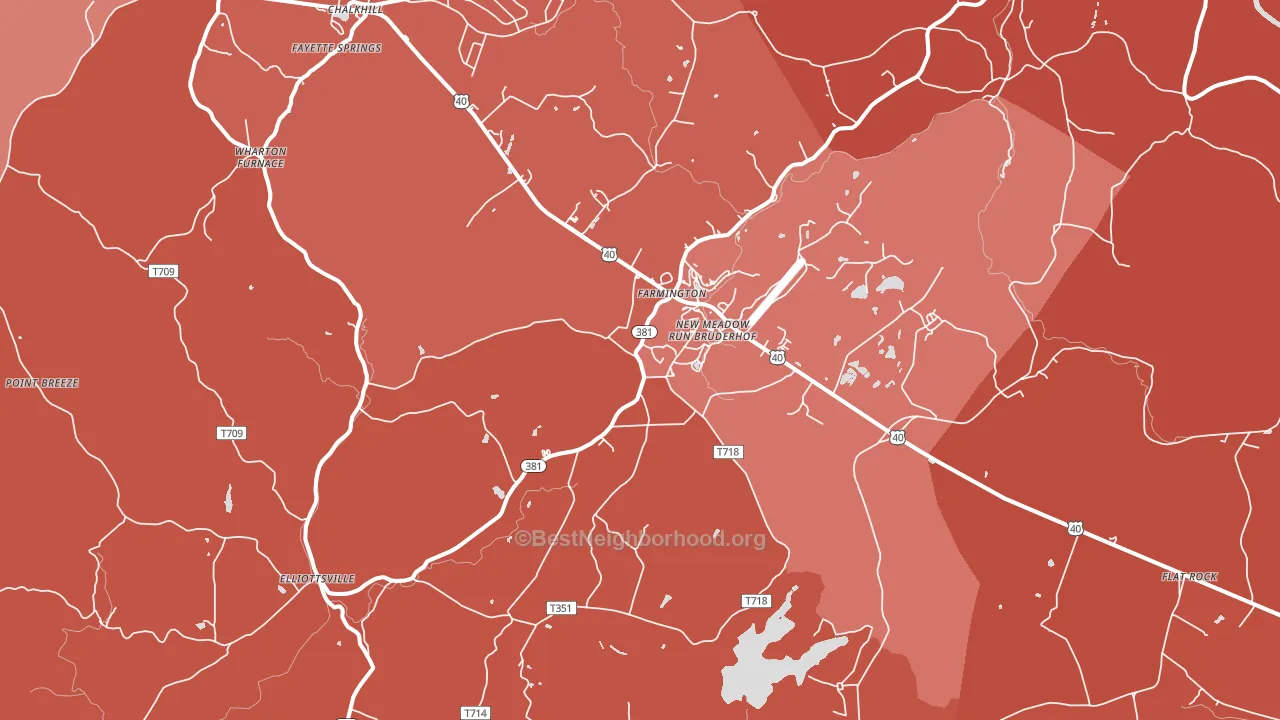 Farmington, PA block-group political-lean map