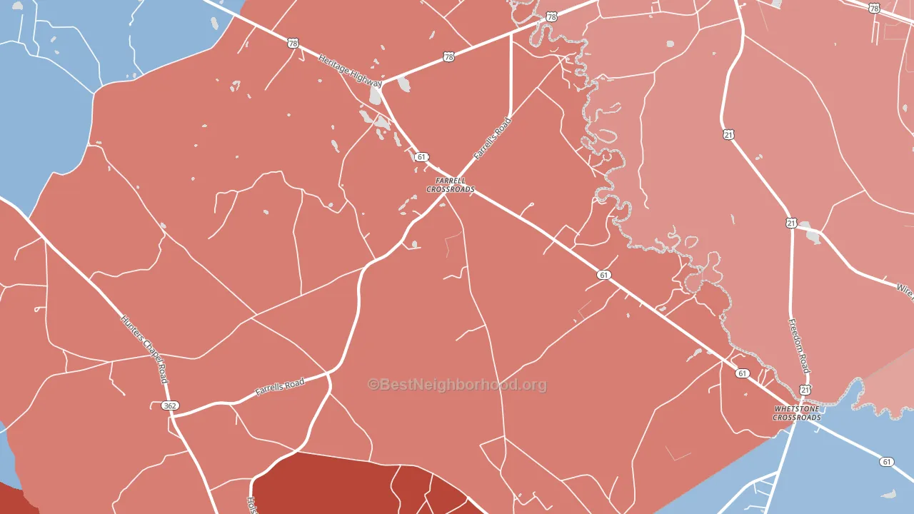 Farrell Crossroads, SC block-group political-lean map