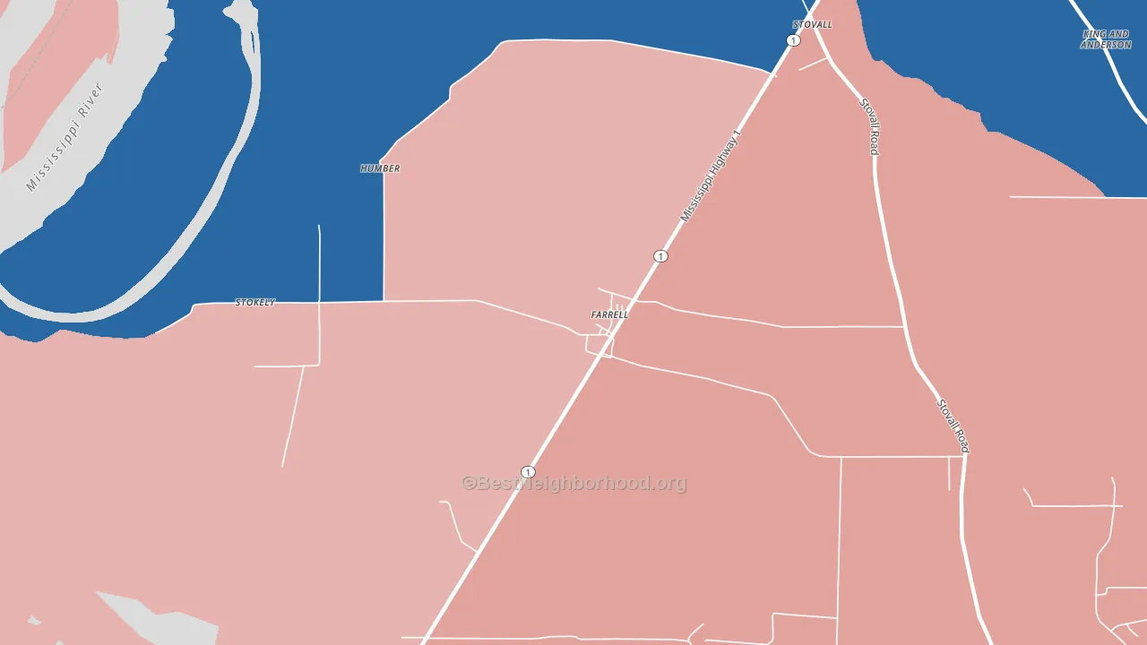 Farrell, MS block-group political-lean map