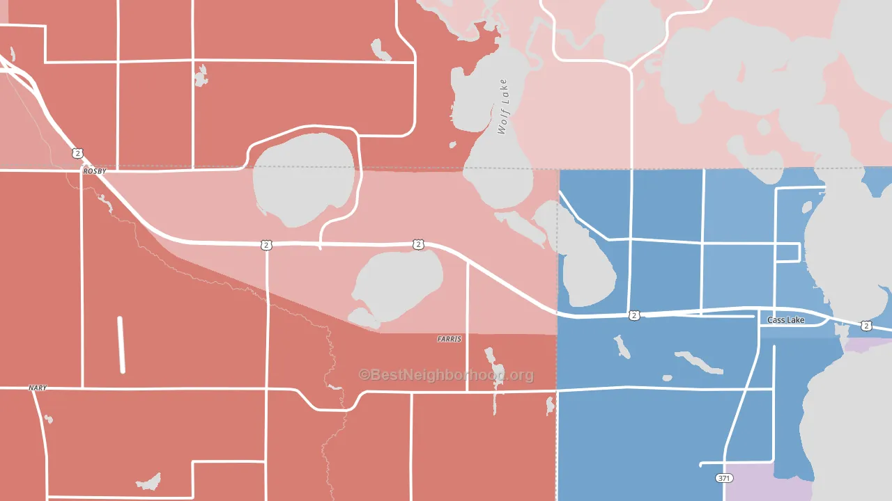 Farris, MN block-group political-lean map
