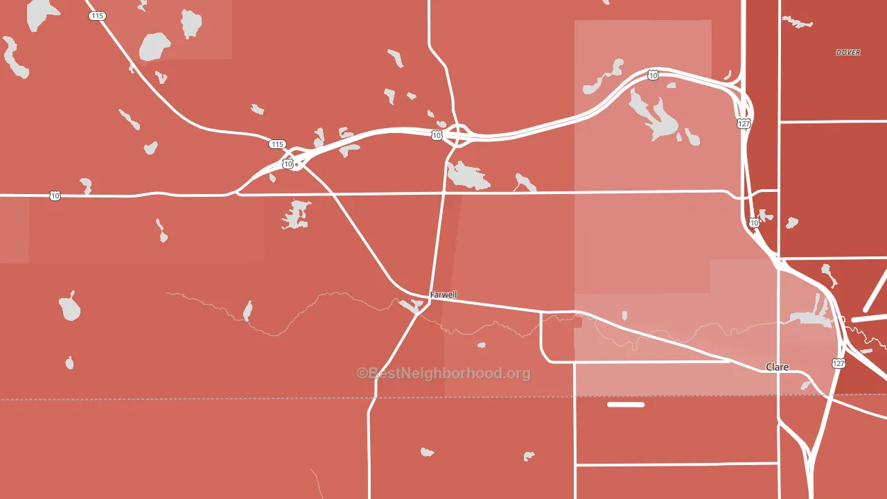 Farwell, MI block-group political-lean map