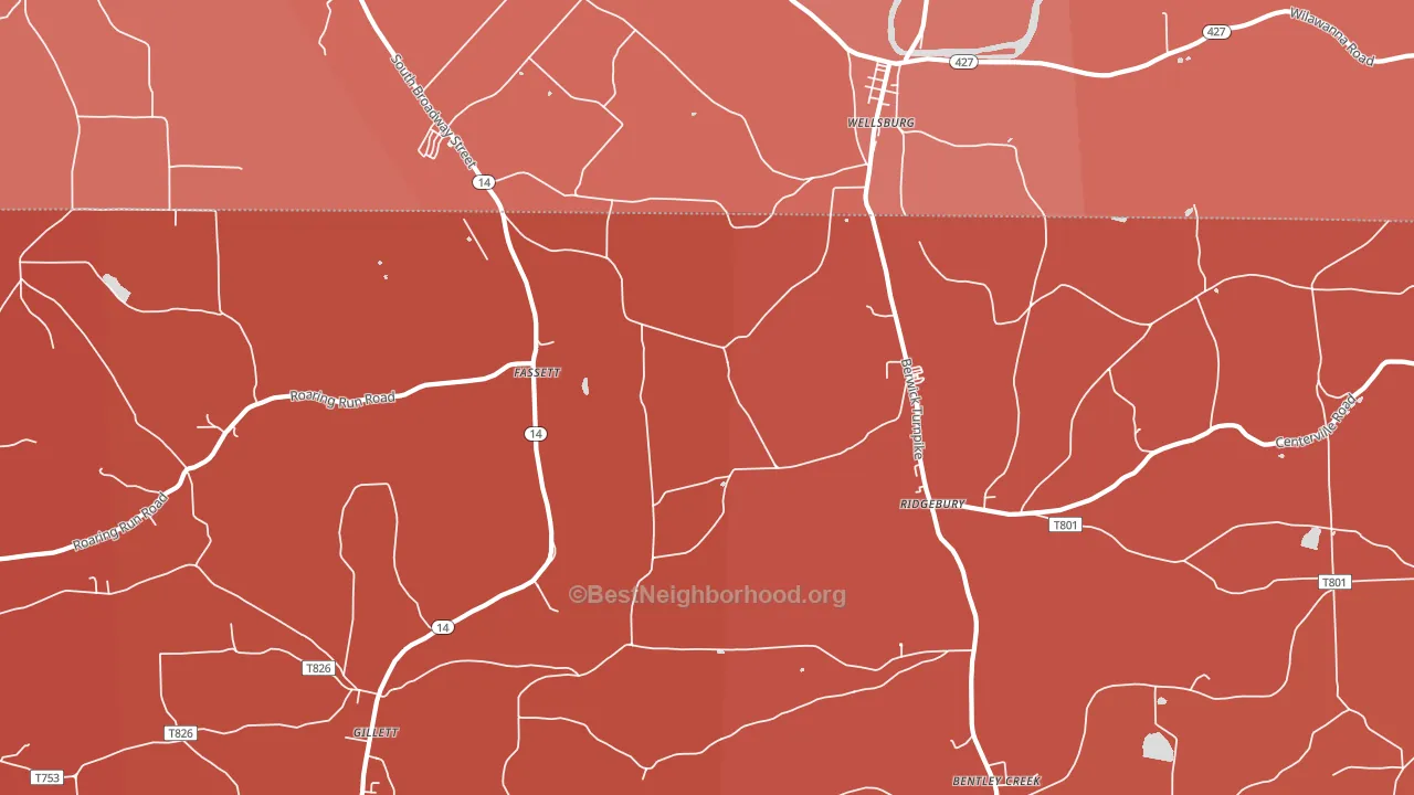 Fassett, PA block-group political-lean map