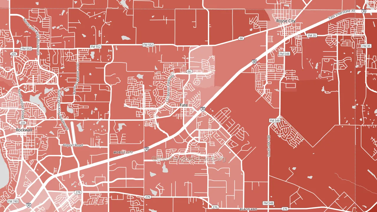 Fate, TX block-group political-lean map