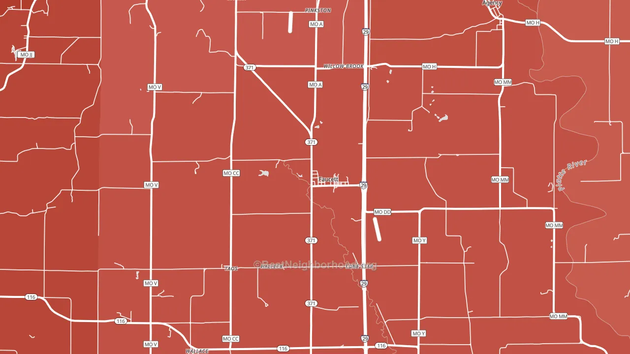 Faucett, MO block-group political-lean map