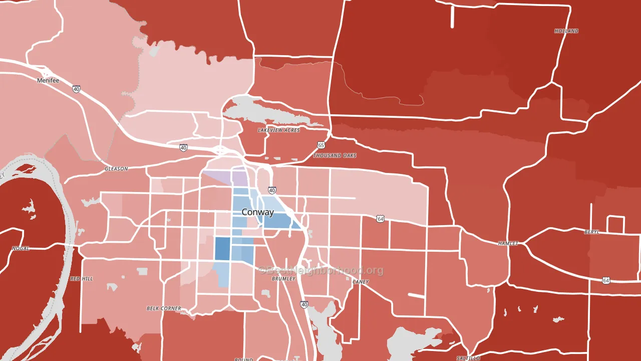 Faulkner County, AR block-group political-lean map