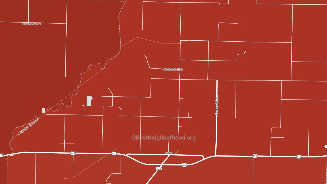 Faulknerville, AR block-group political-lean map