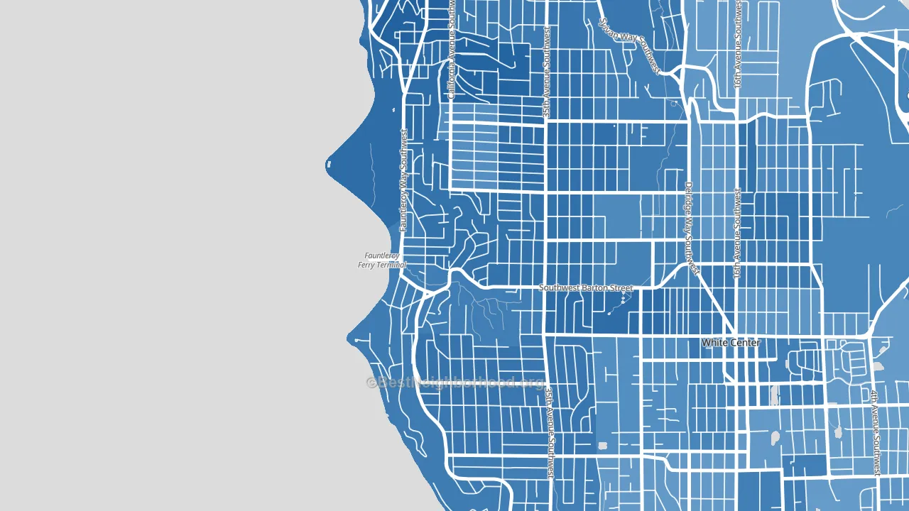 Fauntleroy, Seattle, WA block-group political-lean map