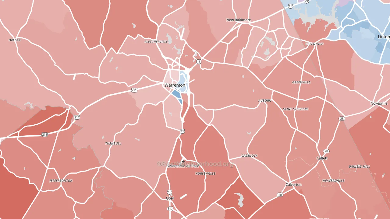 Fauquier County, VA block-group political-lean map