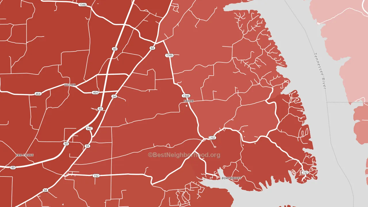Faxon, KY block-group political-lean map