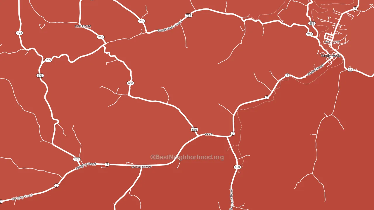 Faye, KY block-group political-lean map