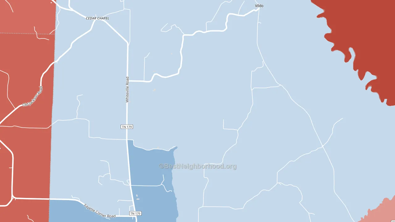 Fayette Corners, TN block-group political-lean map