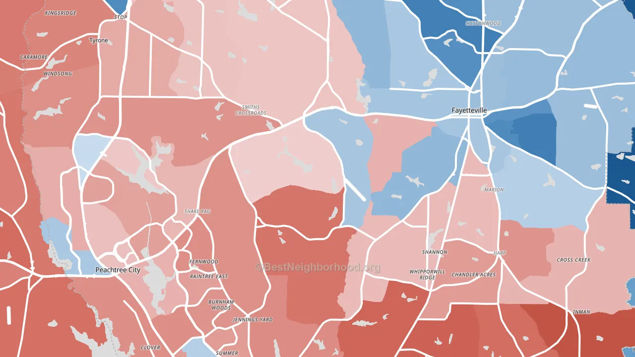 Fayette County, GA block-group political-lean map