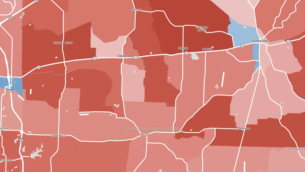 Fayette County, TN block-group political-lean map