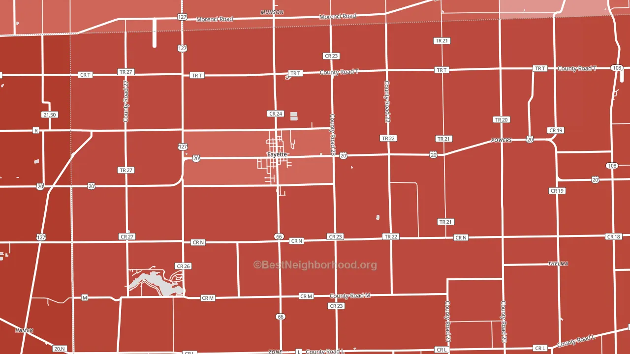Fayette, OH block-group political-lean map
