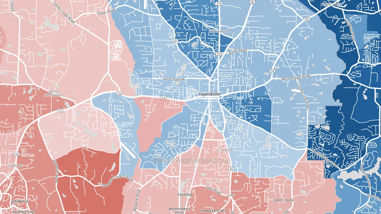 Fayetteville, GA block-group political-lean map
