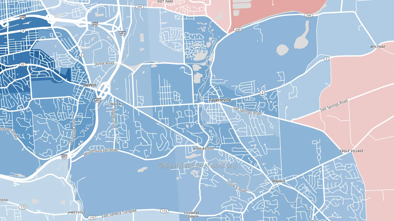 Fayetteville, NY block-group political-lean map