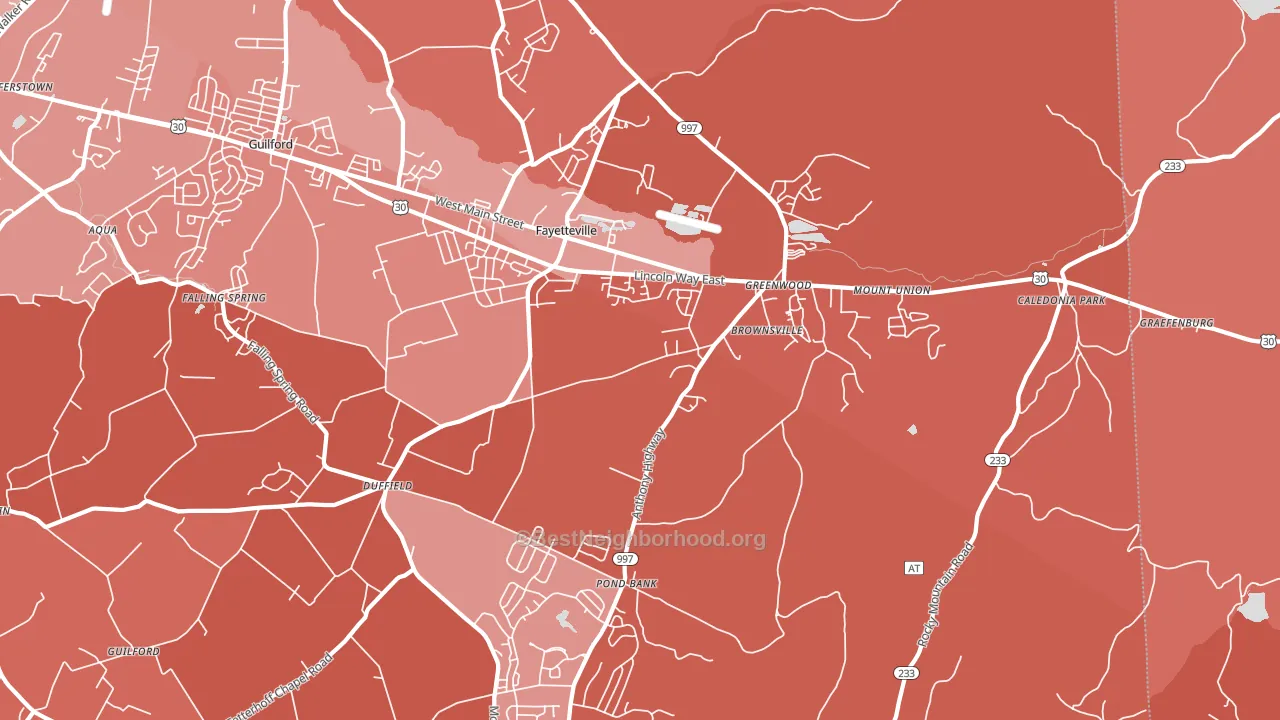 Fayetteville, PA block-group political-lean map