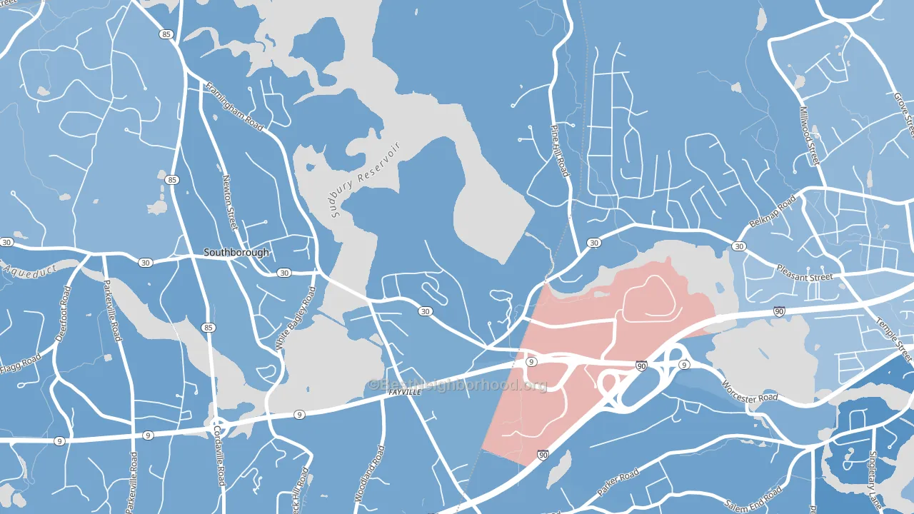 Fayville, MA block-group political-lean map