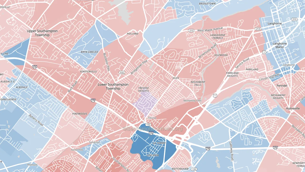 Feasterville-Trevose, PA block-group political-lean map