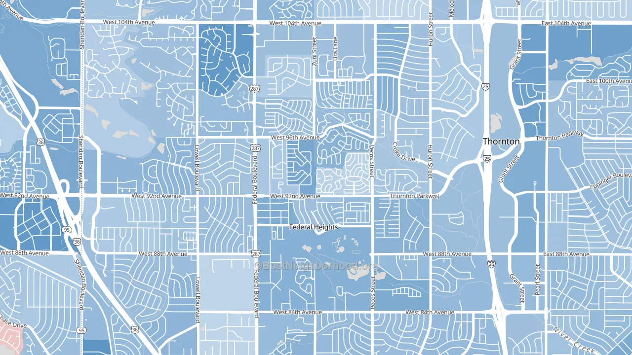 Federal Heights, CO block-group political-lean map