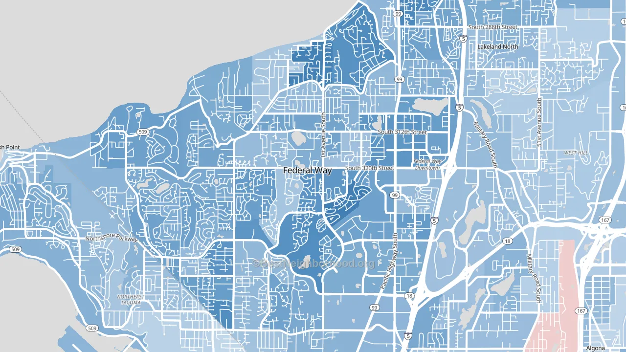 Federal Way, WA block-group political-lean map