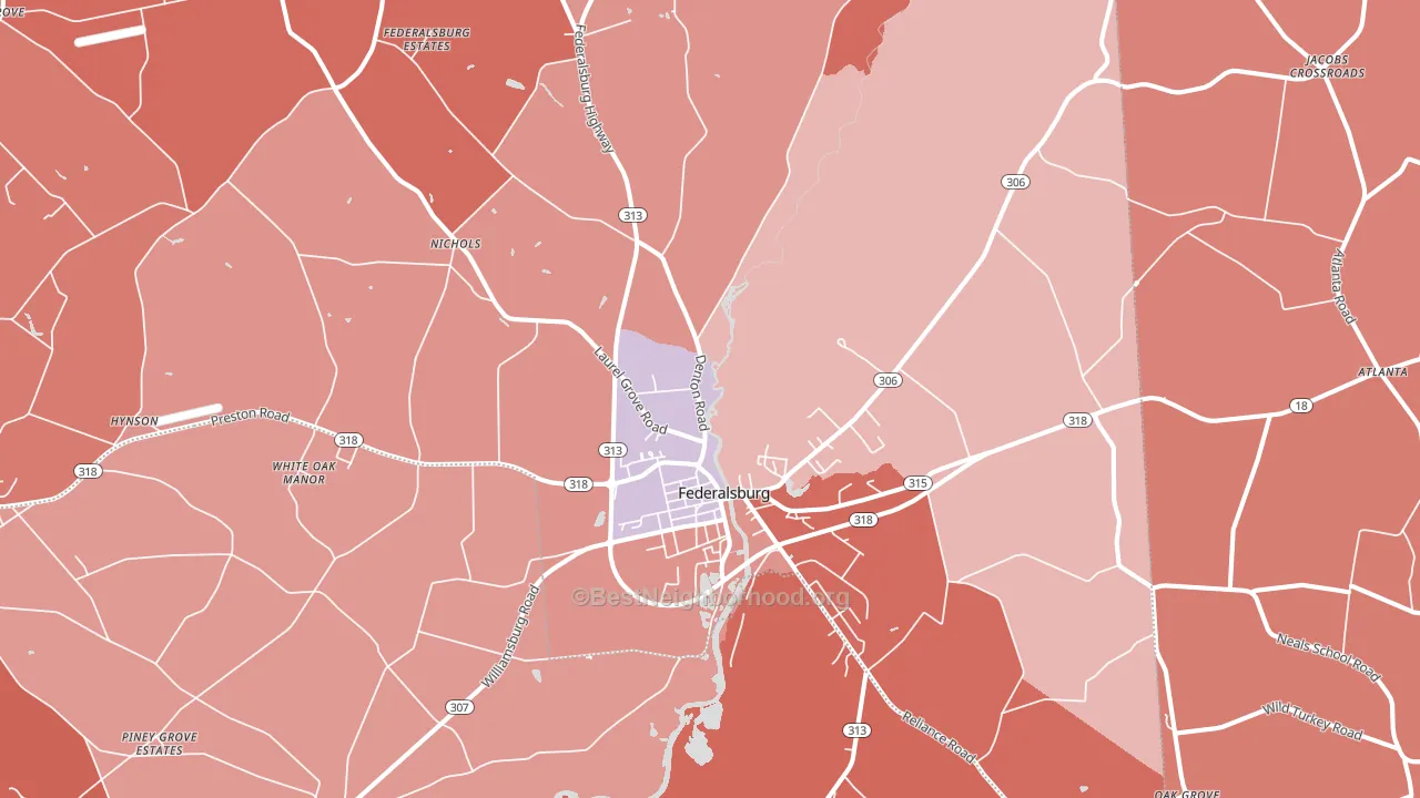 Federalsburg, MD block-group political-lean map