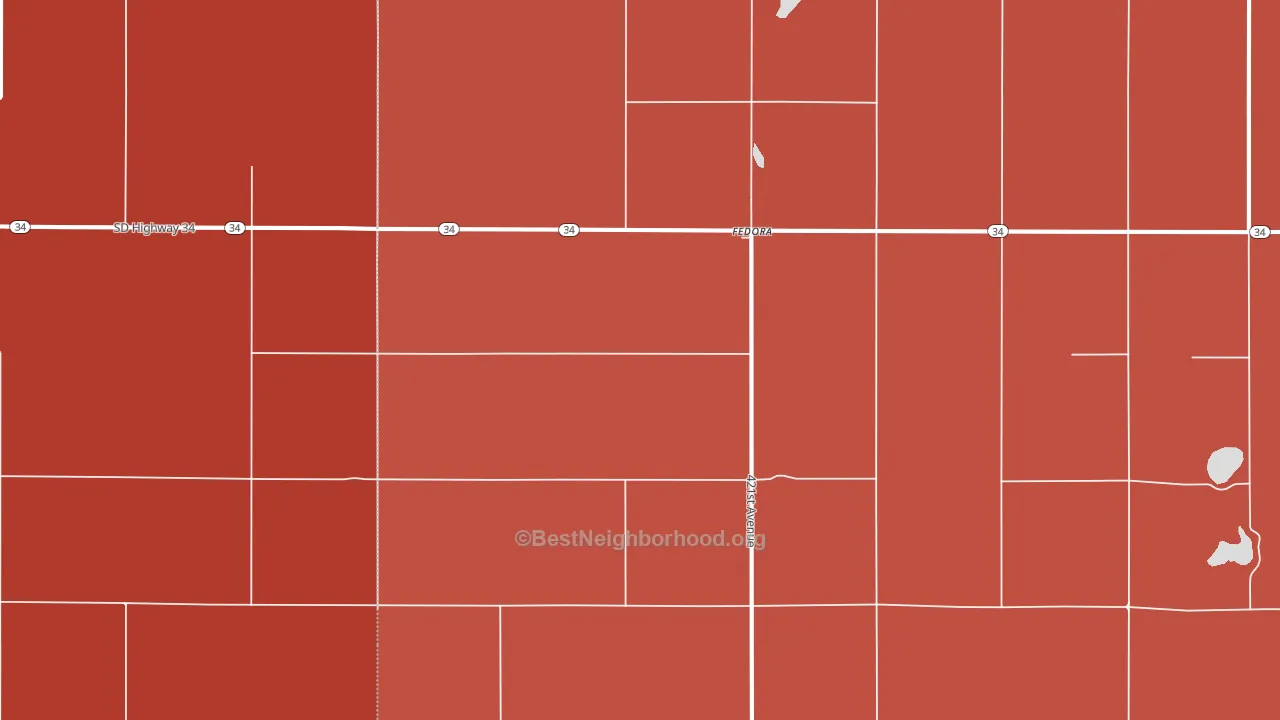 Fedora, SD block-group political-lean map