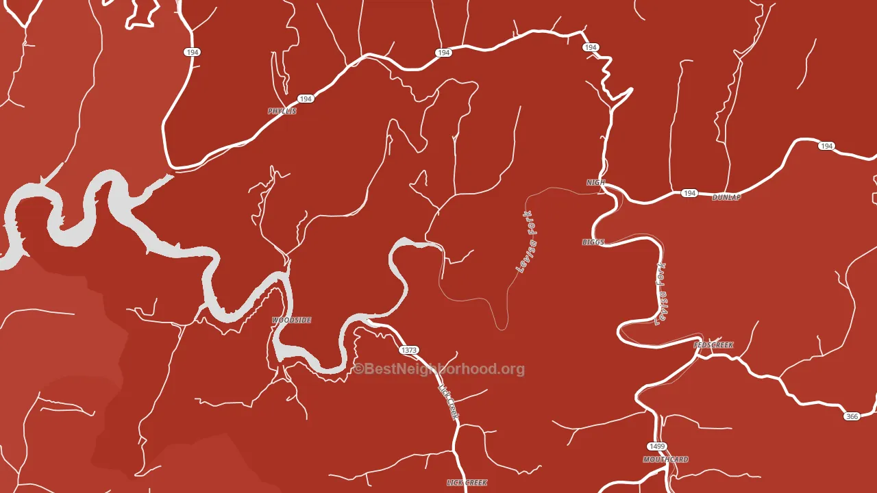 Fedscreek, KY block-group political-lean map