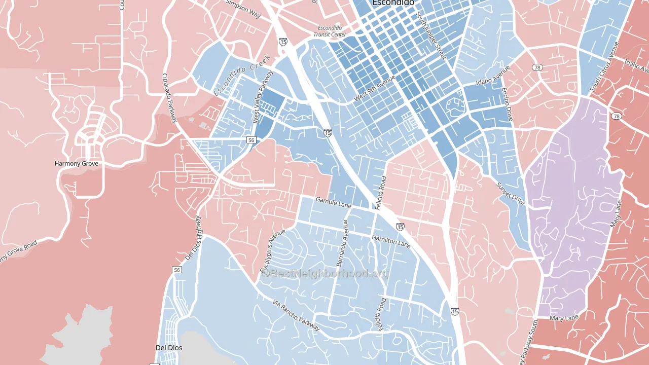 Felicita, Escondido, CA block-group political-lean map