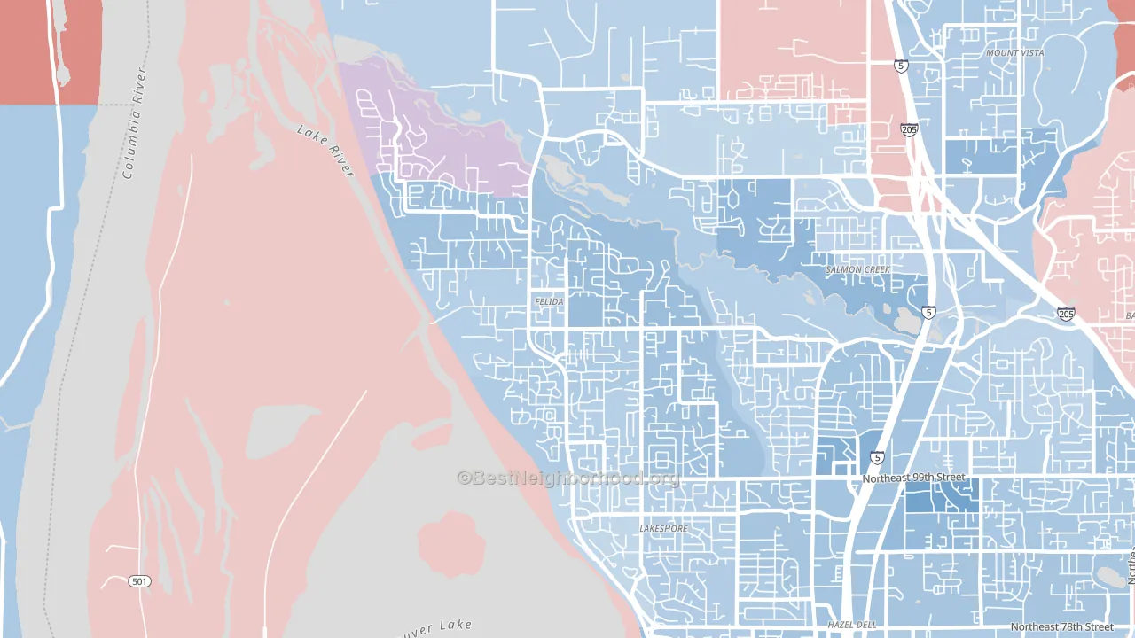 Felida-Starcrest, Vancouver, WA block-group political-lean map