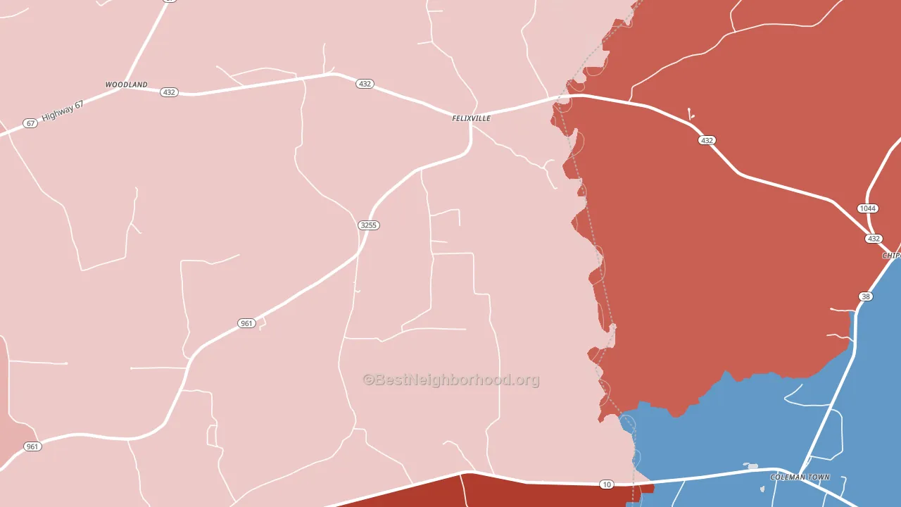 Felixville, LA block-group political-lean map