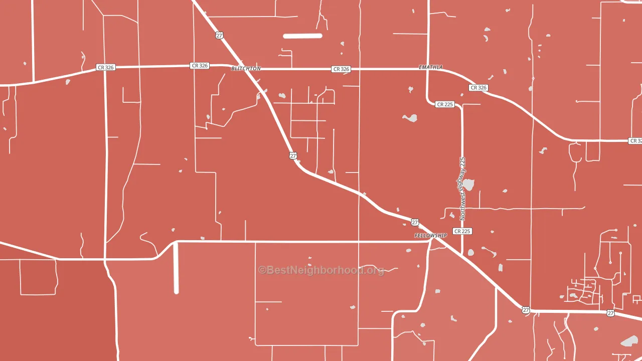 Fellowship, FL block-group political-lean map