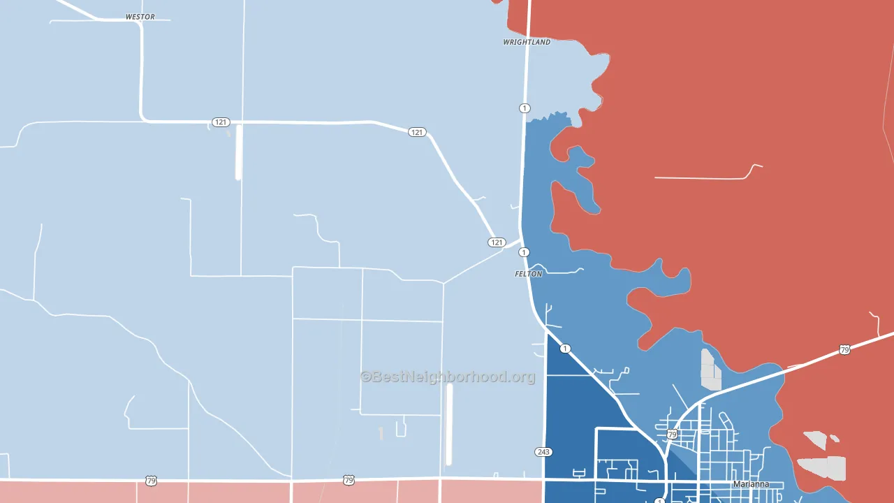 Felton, AR block-group political-lean map
