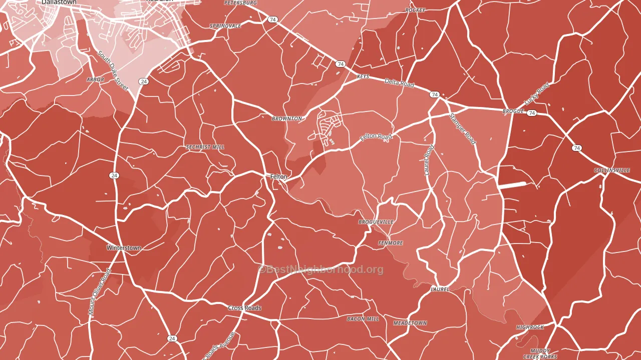 Felton, PA block-group political-lean map