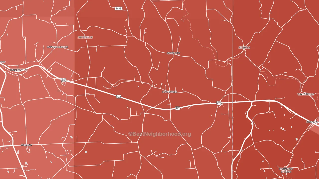 Fenelton, PA block-group political-lean map