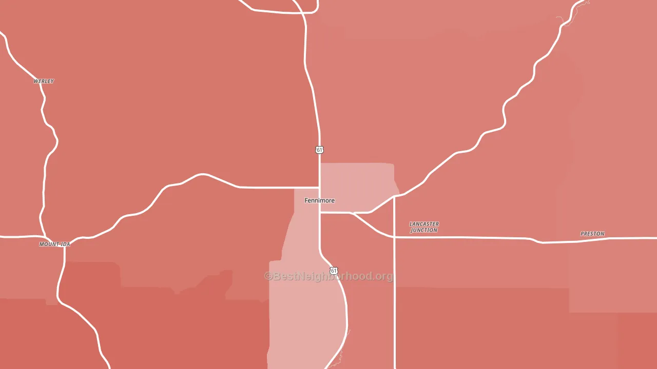 Fennimore, WI block-group political-lean map