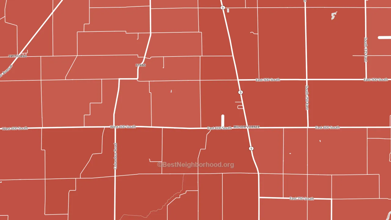 Fenns, IN block-group political-lean map